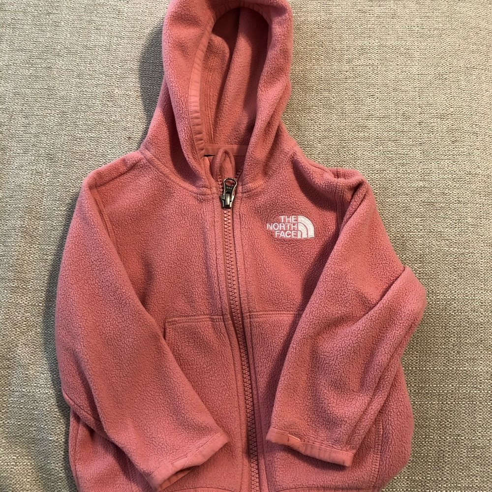 The North Face pink fleece sweater size 6-12m